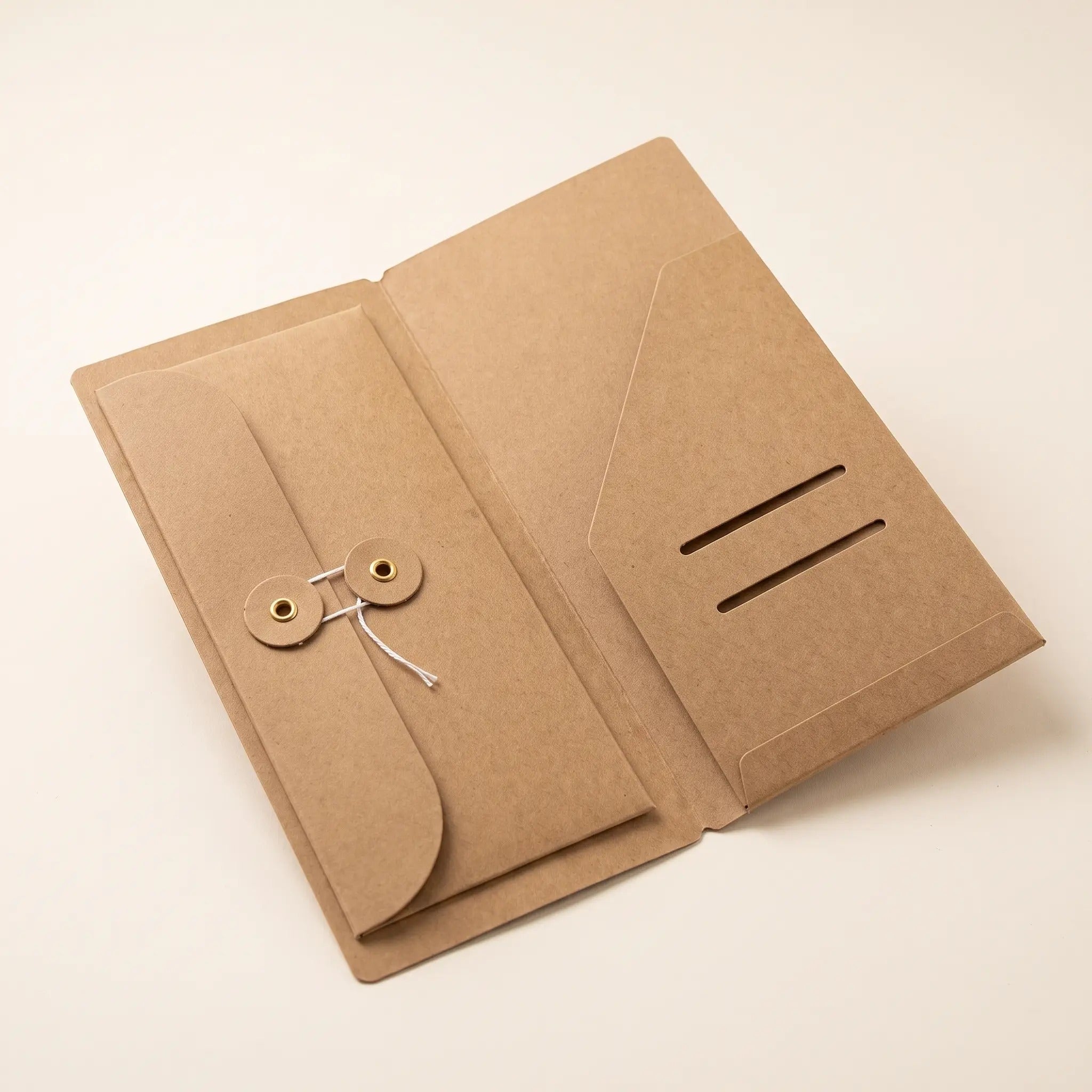 Card Organizer open — string-tie secure pouch and two card slots