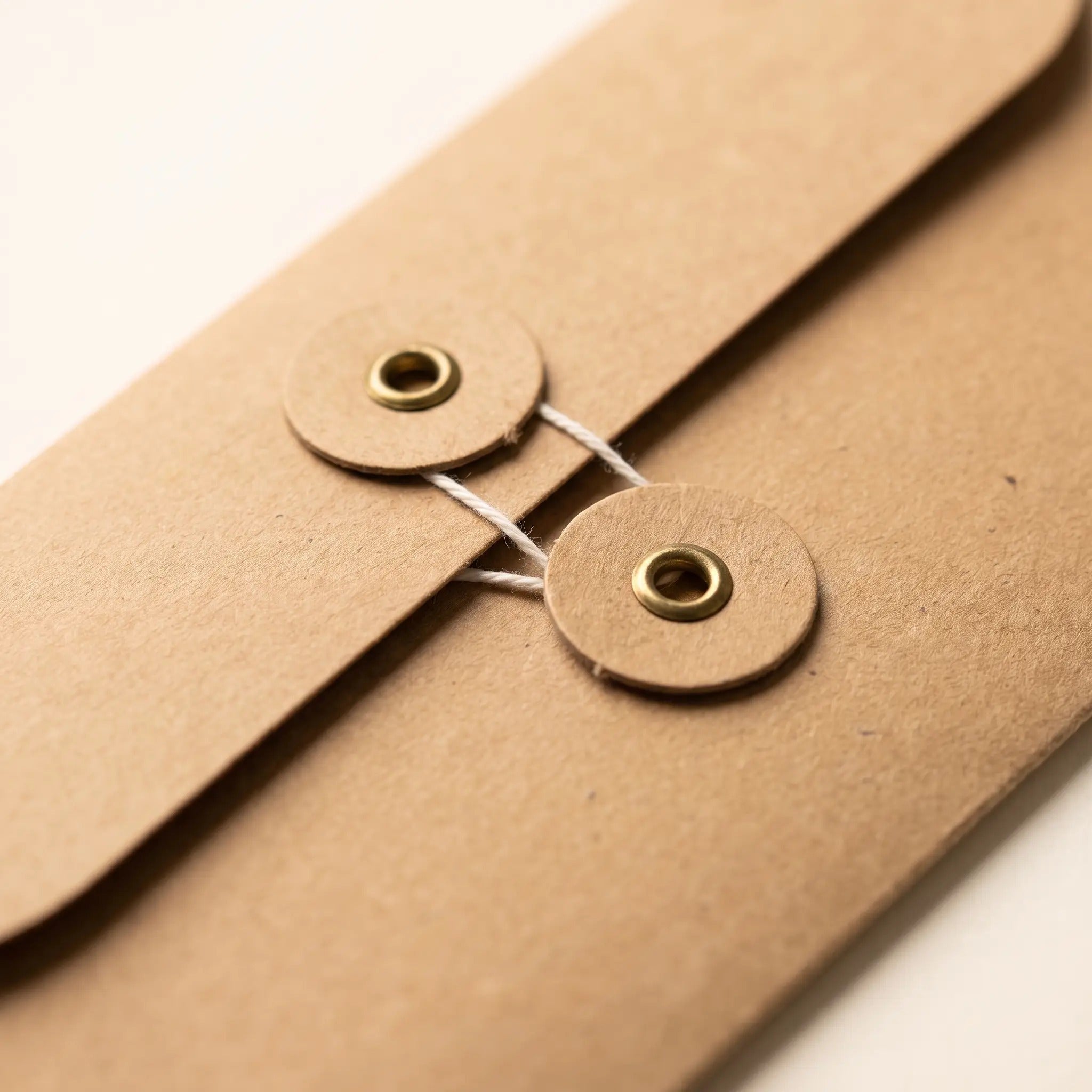 Close-up of the Card Organizer string-tie closure